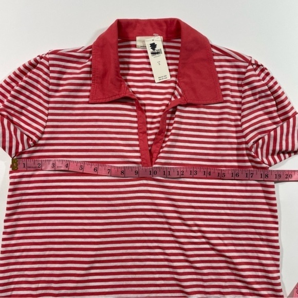 New Sample T La Long Sleeve Collared Shirt Coral Stripe - Picture 4 of 6